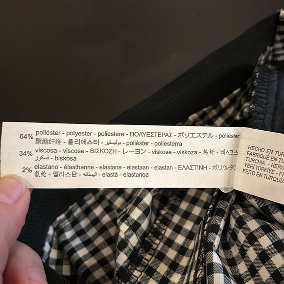 ZARA check pants front pockets elastic waist at back faux pockets at back size M - Picture 7 of 13
